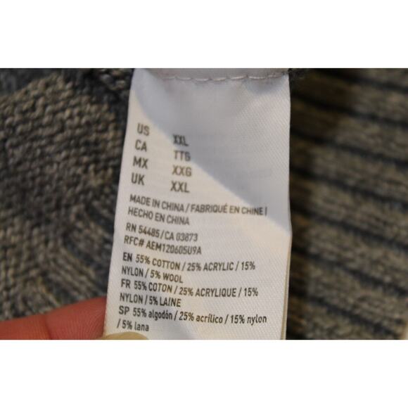 American Eagle Men's XXL Gray Color Block 1/4 Button Mock Neck Sweater Pullover - Picture 5 of 13